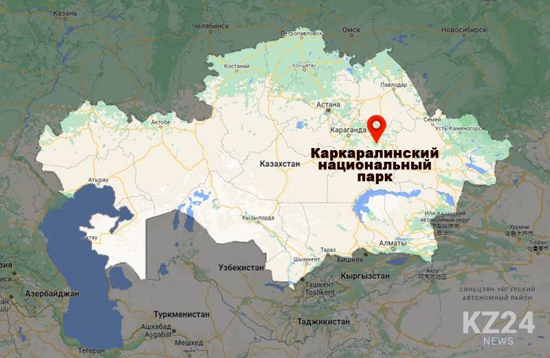Каркаралинский национальный парк на карте Казахстана