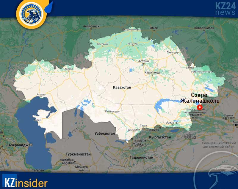 Озеро Жаланашколь на карте Казахстана