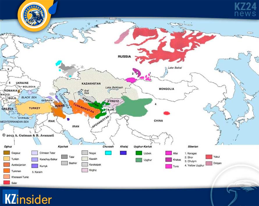Сколько в мире тюркских народов и почему их так трудно сосчитать 4 Map of Turkic Languages