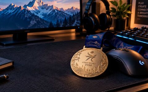 Медаль рядом с игровым оборудованием