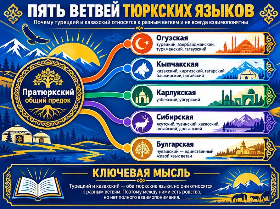 Сколько в мире тюркских народов и почему их так трудно сосчитать 3 Пять ветвей тюркских языков