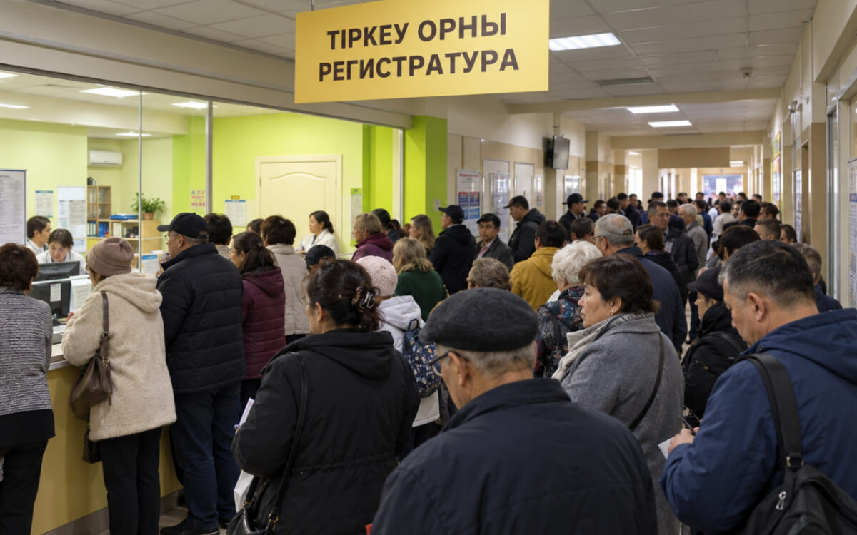 регистратура в поликлинике Казахстана