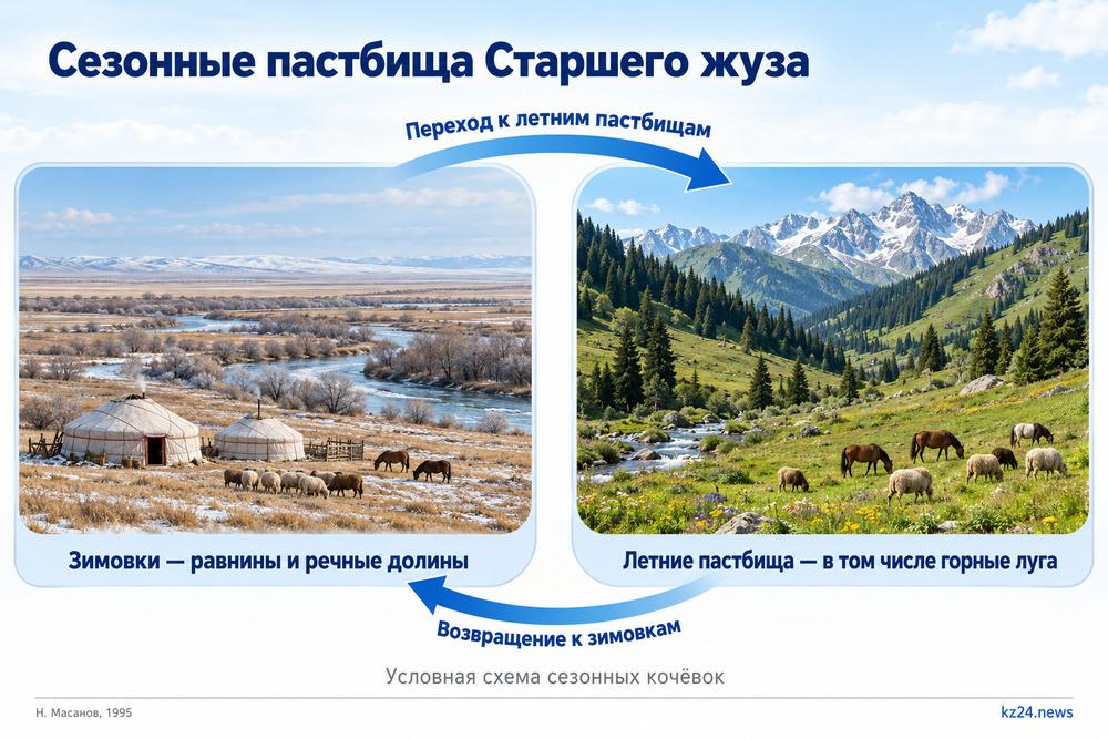 Старший жуз: история, племена и земли кочевания 3 Инфографика сезонных кочёвок между зимними и летними пастбищами