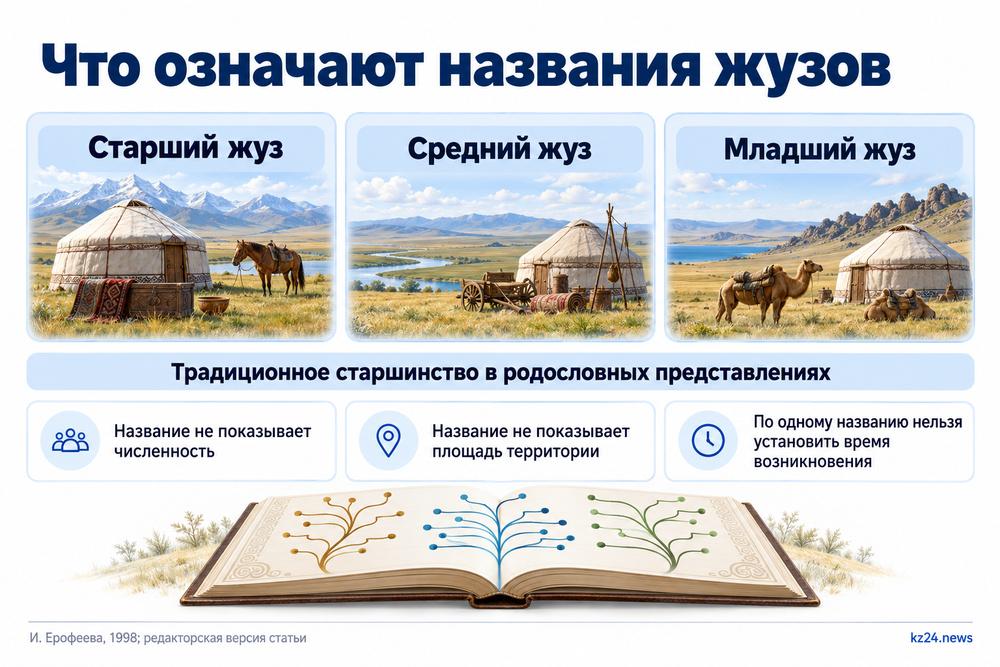 Старший жуз: история, племена и земли кочевания 9 Инфографика о значении названий Старшего, Среднего и Младшего жузов