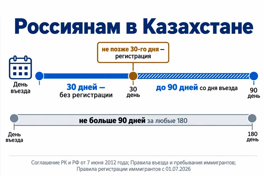 Регистрация иностранных граждан в Казахстане в 2026 году 2 Сроки пребывания россиян в Казахстане